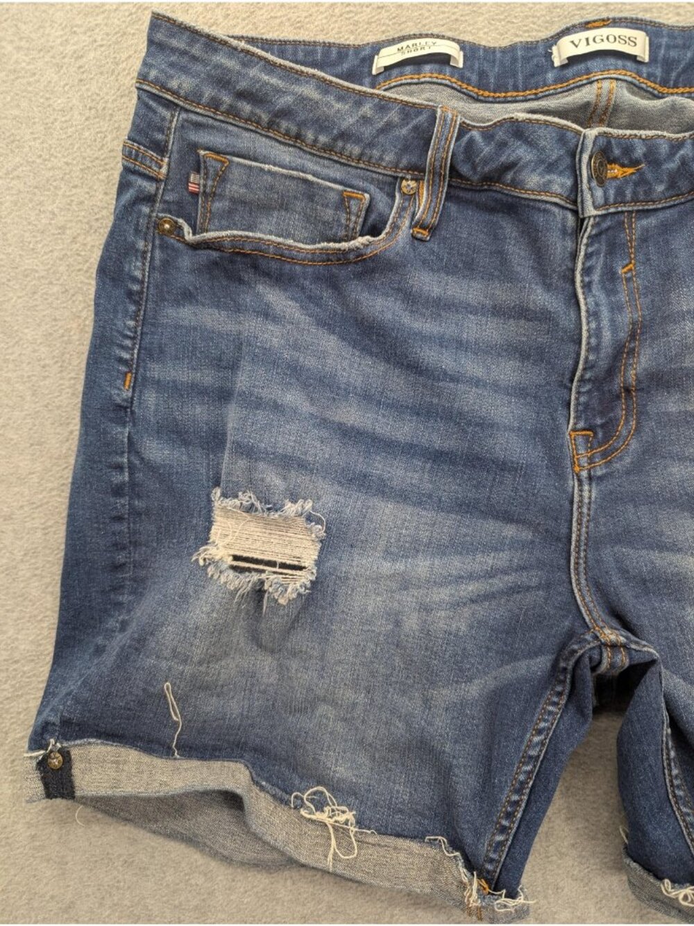 Vigoss Shorts Womens 18 Blue Distressed Denim Cutoff Marley Stretch Summer - Picture 2 of 15